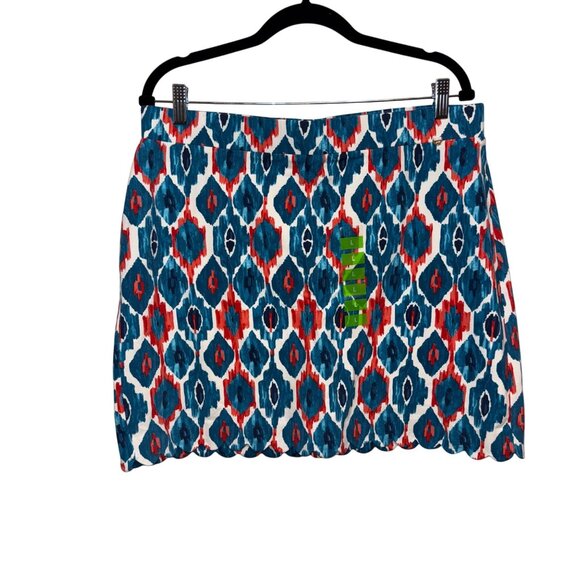 NWT Jones New York Scalloped Hem Ikat Print Stretch Skort L - Picture 1 of 6